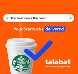  Starbucks is now delivering on talabat across all seven emirates: creamy lattes and hot white chocolate mocha are the most ordered January drinks