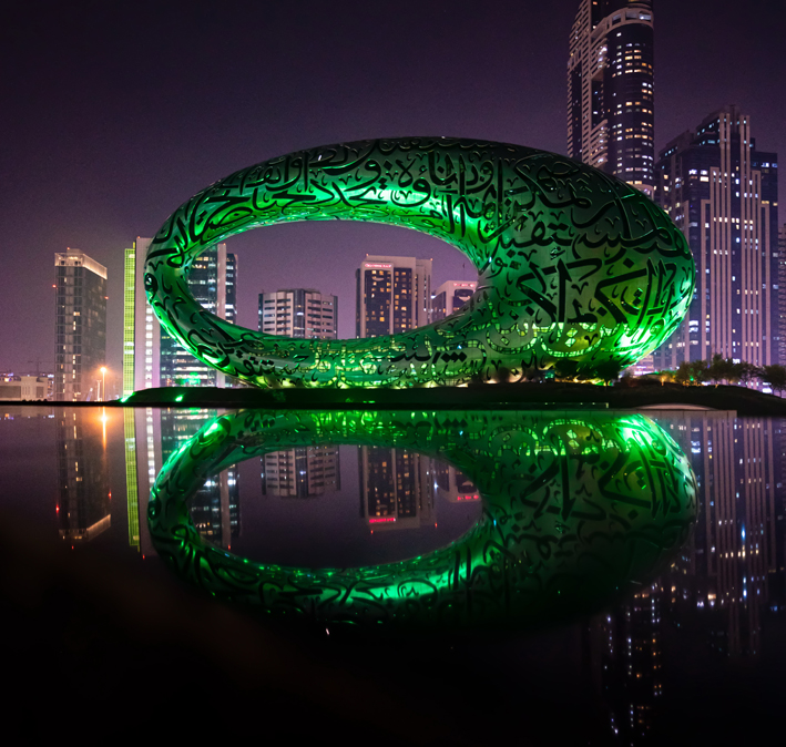 Dubai’s Iconic Landmarks Light Up In Green To Celebrate Saudi National 