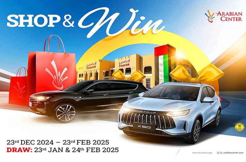  Drive home happiness this winter at Arabian Center. Win Jetour X70 Plus or X50 Premium cars, AED 1 million Cash Prizes, Exclusive Rewards, and great Family Experiences